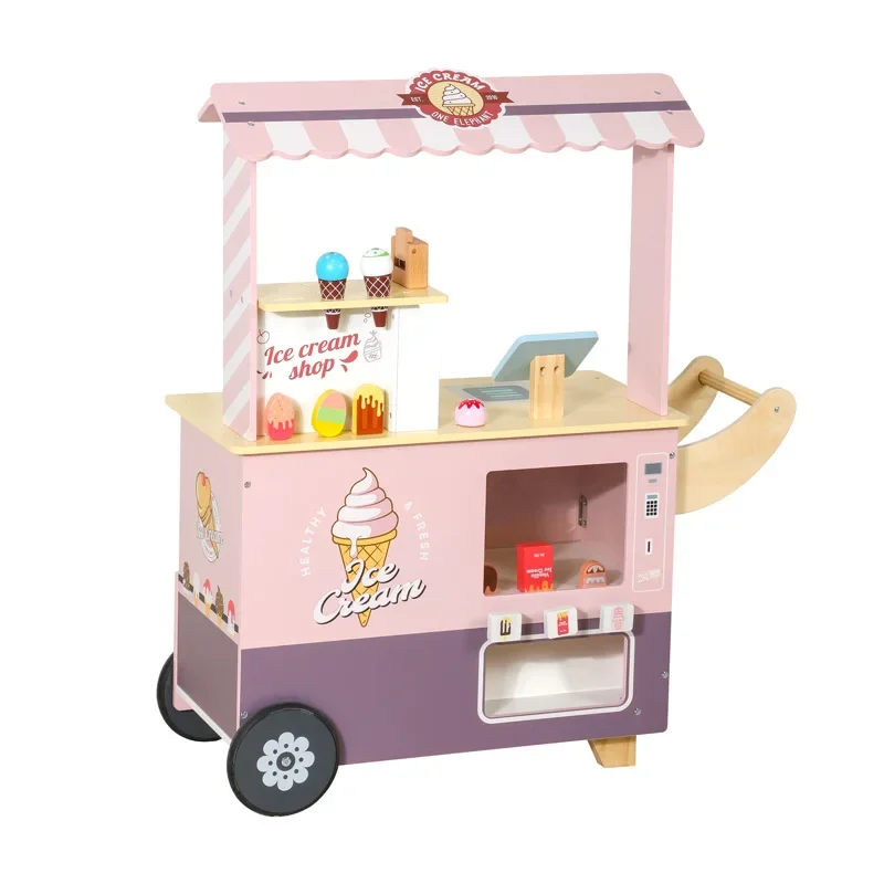 

Wooden ice cream cart, toy, supermarket cart, stall night market