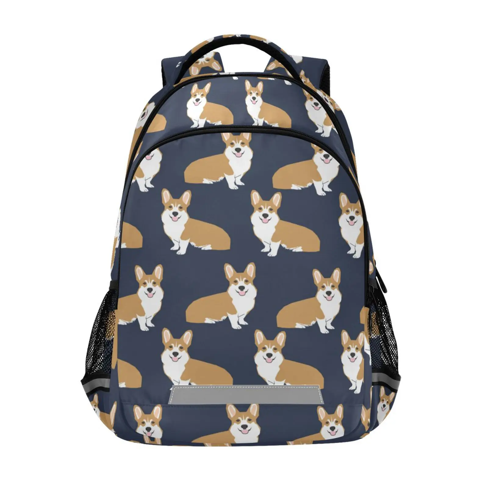 

Children School Bags Kids Backpack In Primary Corgi Dog Print Schoolbag For Teenager Boy Girl Reflective strip Book Bag Mochila