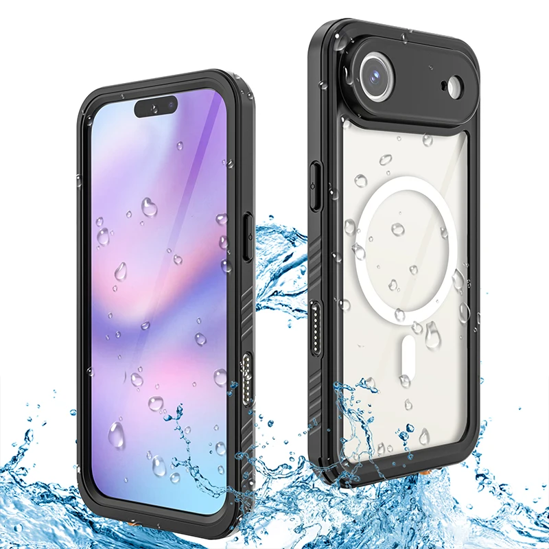

Чехол для iPhone 17 Pro Max Air 360 ° Герметичный водонепроницаемый противоударный прозрачный магнитный жесткий силиконовый чехол для дайвинга «все включено»