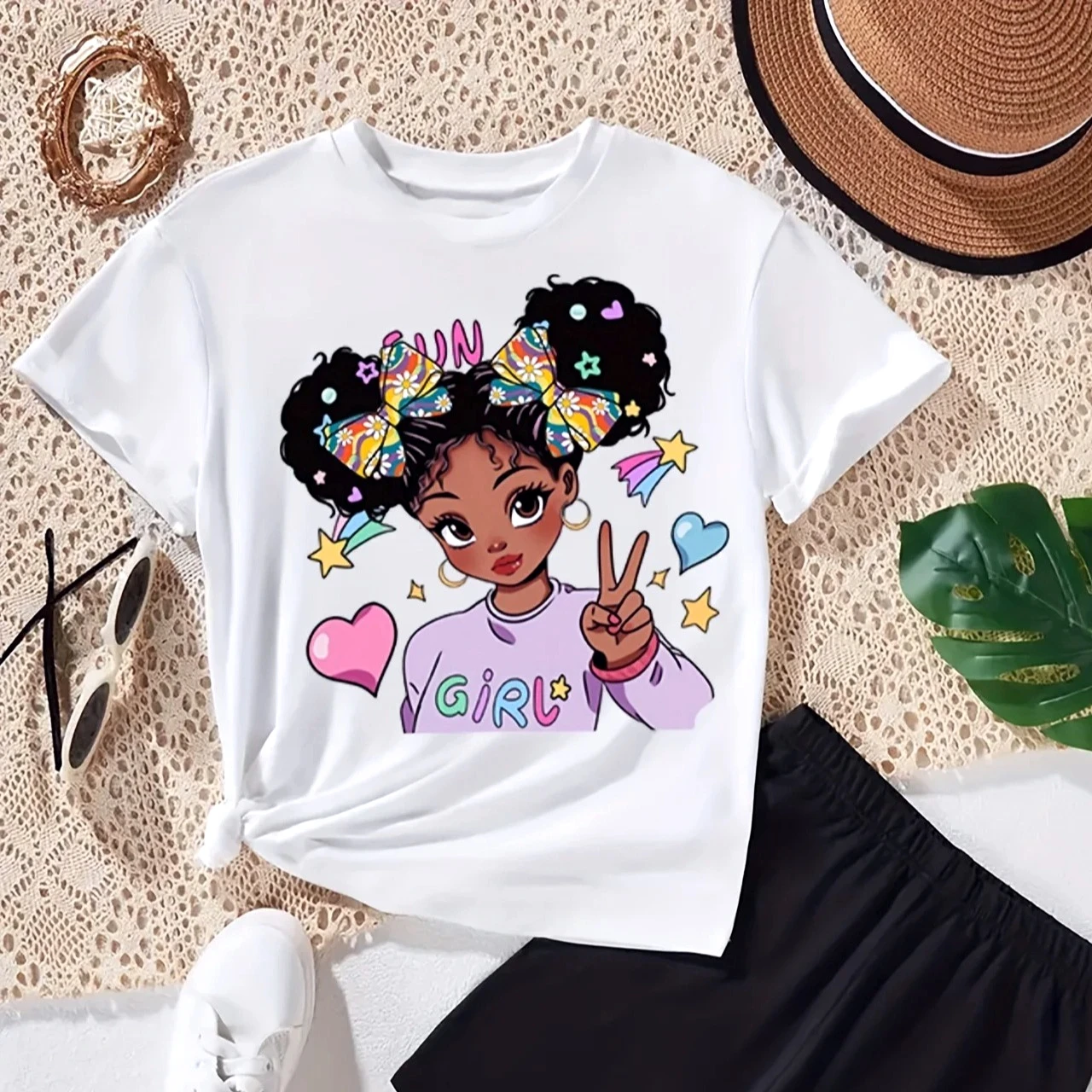 2026 Sommer Baby Mädchen Kleidung Kinder Cartoon Mädchen Bedruckte T-Shirts Hip-Hop-Stil Kinder Kurzarm-Oberteil Urlaub Jungen Mädchen T-Shirt
