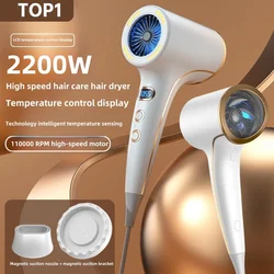 LED Digital cabelo secador, alta potência, sucção magnética, bocal, suporte, casa, salão, secador cabelo, caixa presente, 2200W, 110V, 220V, 2024