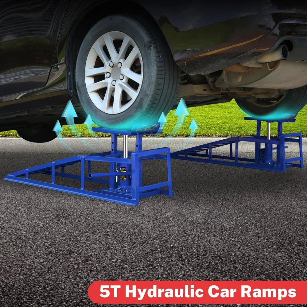 2Pcs Hydraulic Car Ramps 5T 11000lbs Car Lift Service Ramps Truck Trailer Garage,Height Hydraulic Vehicle Ramps