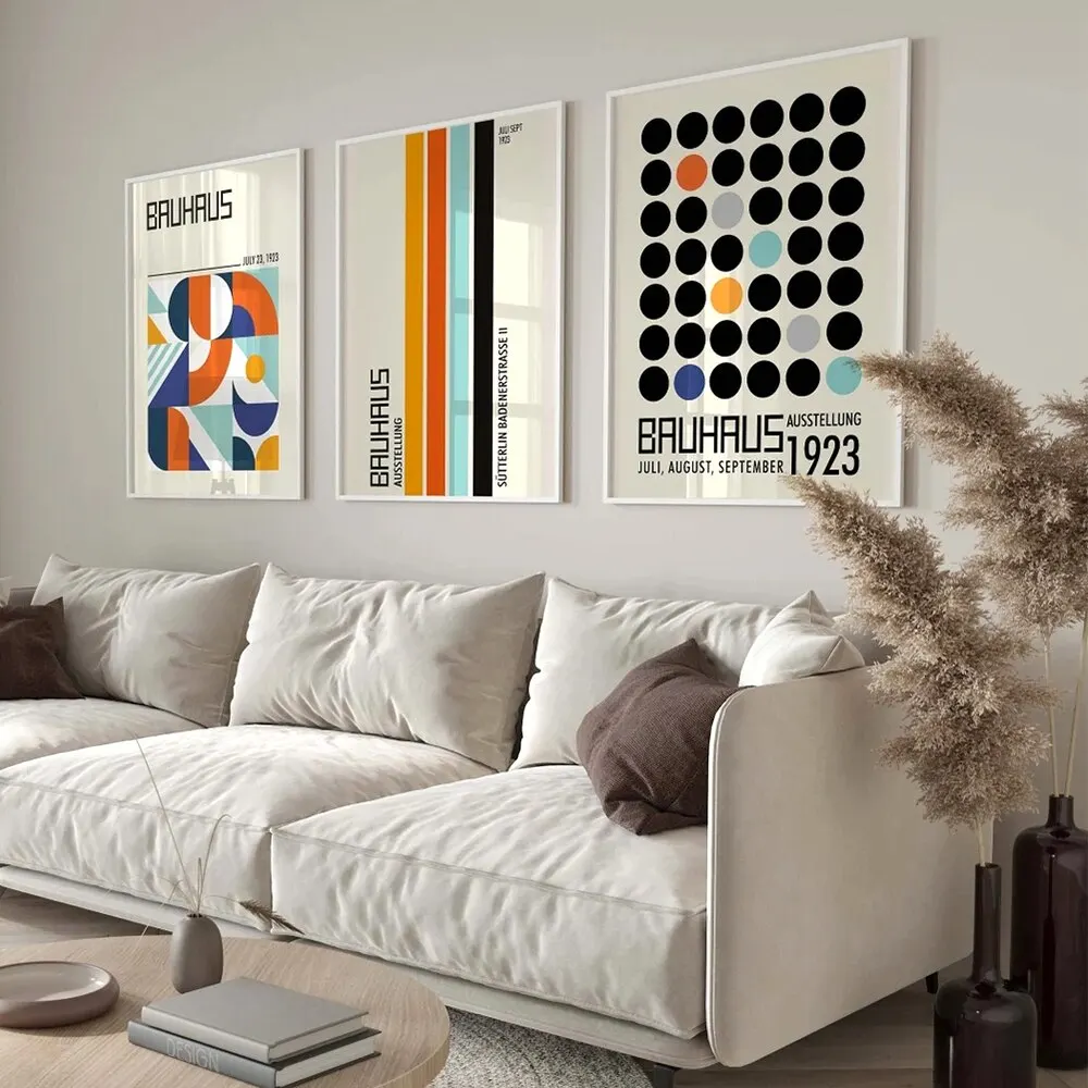 3 قطعة/المجموعة الحديثة التجريد خمر باوهاوس معرض الرسم الرسم الرسم على لوحات القماش الجدارية الملصقات لغرفة المعيشة ديكور المنزل