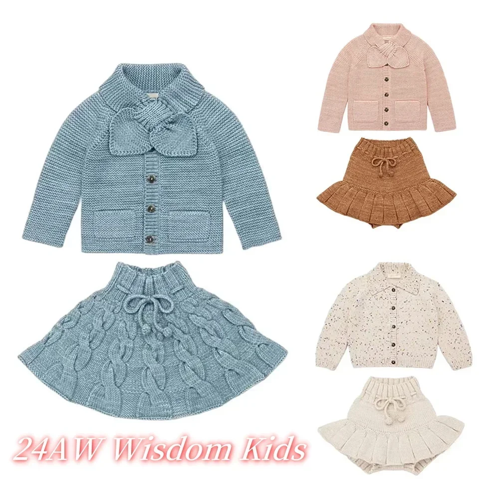 

2024 MP Autumn/Winter New Kids Cardigan Knitted Sweater Girls Short Skirt Knit Dress