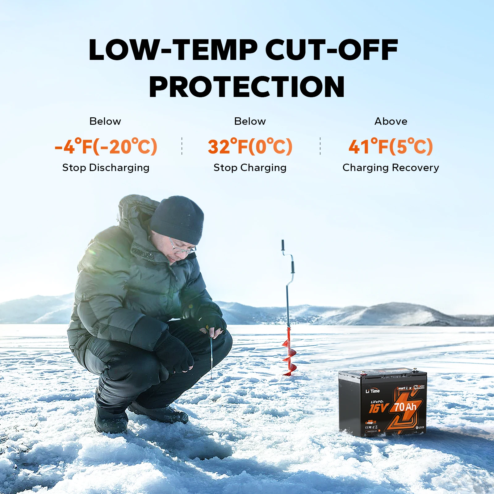 LiTime 16 فولت 70 أمبير بلوتوث LiFePO4 بطارية ليثيوم حزمة دورة عميقة لصياد السمك إلكترونيات الصيد الولايات المتحدة الاتحاد الأوروبي الاتحاد الأفريقي JP CA الأسهم #5