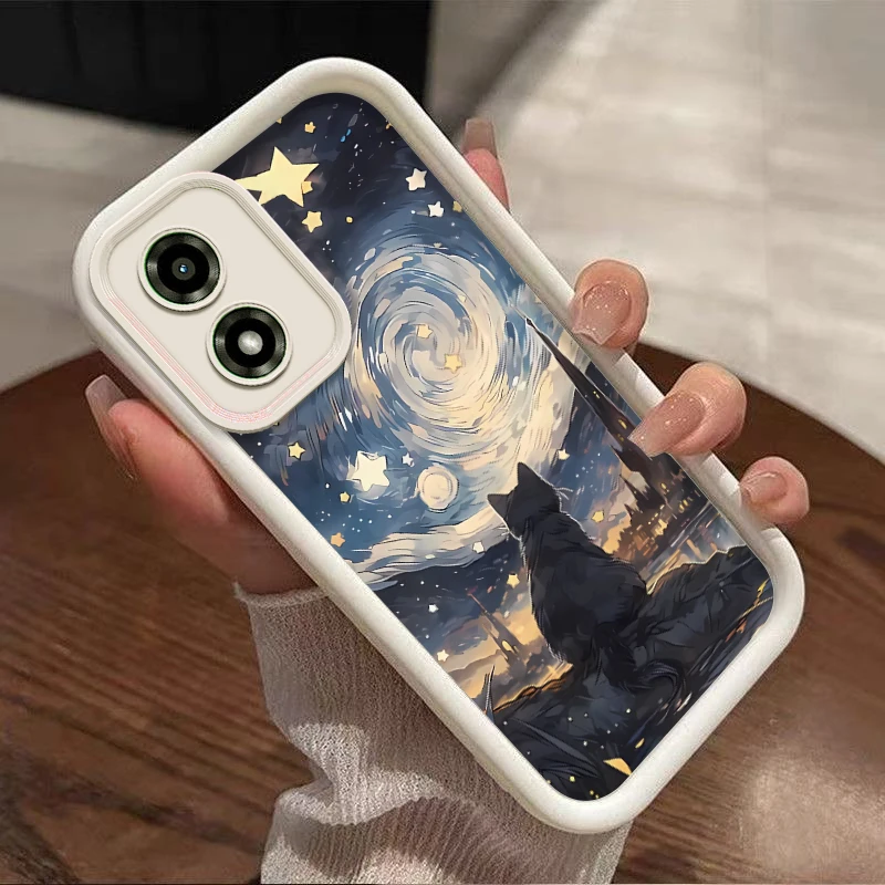 G 04 Starry cat New Sky Eye Phone Case For Motorola G04 G54 G53 G52 G34 G23 G22 G20 G30 G24 G14 G13 G35 G85 G84 G72 G64 Cover