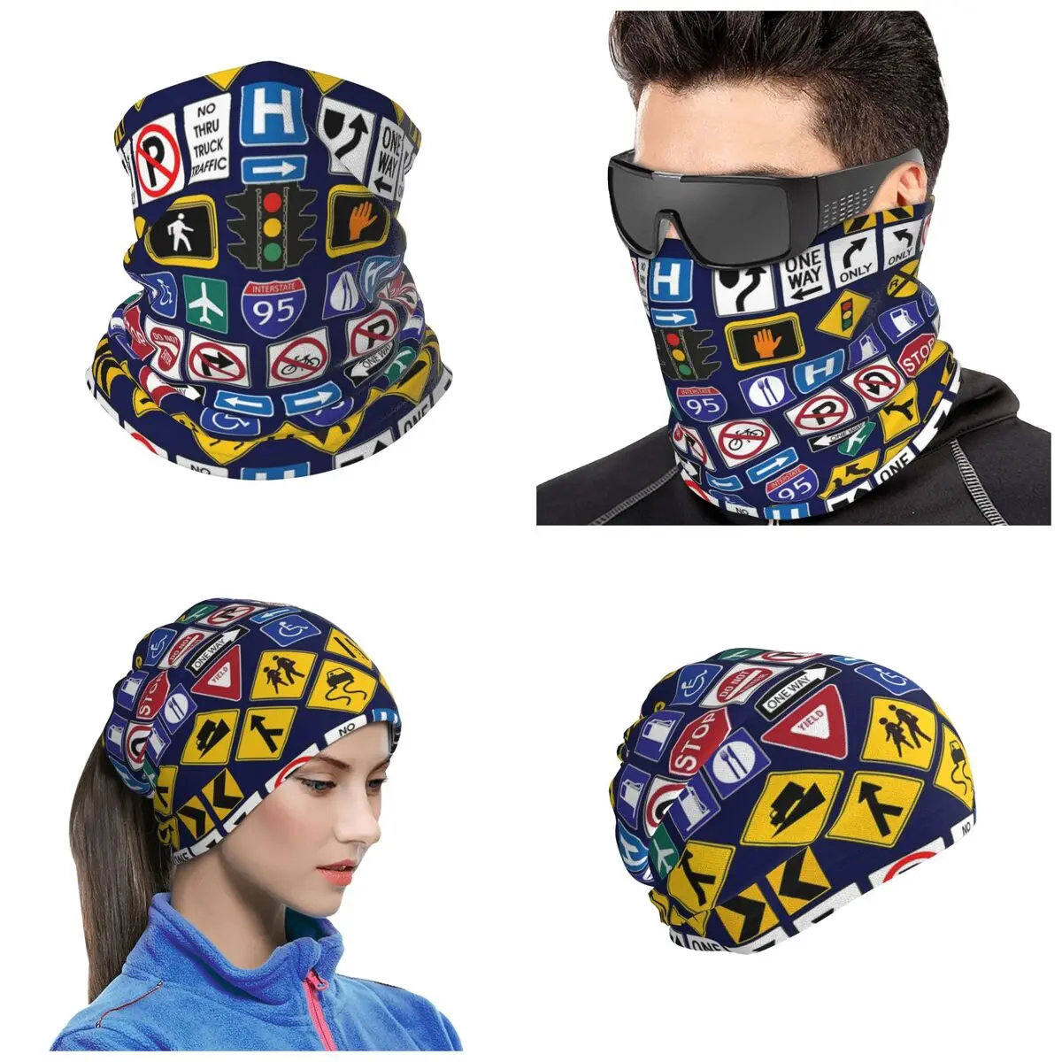 Road Signs, Regulations Signs Bandana Neck Gaiter Printed Mask Scarf Outdoor Sports Balaclava Unisex Adult Windproof