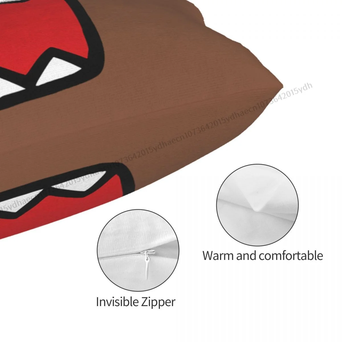 Domo Kun Face funda de almohada de poliéster, cubierta de almohada reutilizable decorativa para dormitorio