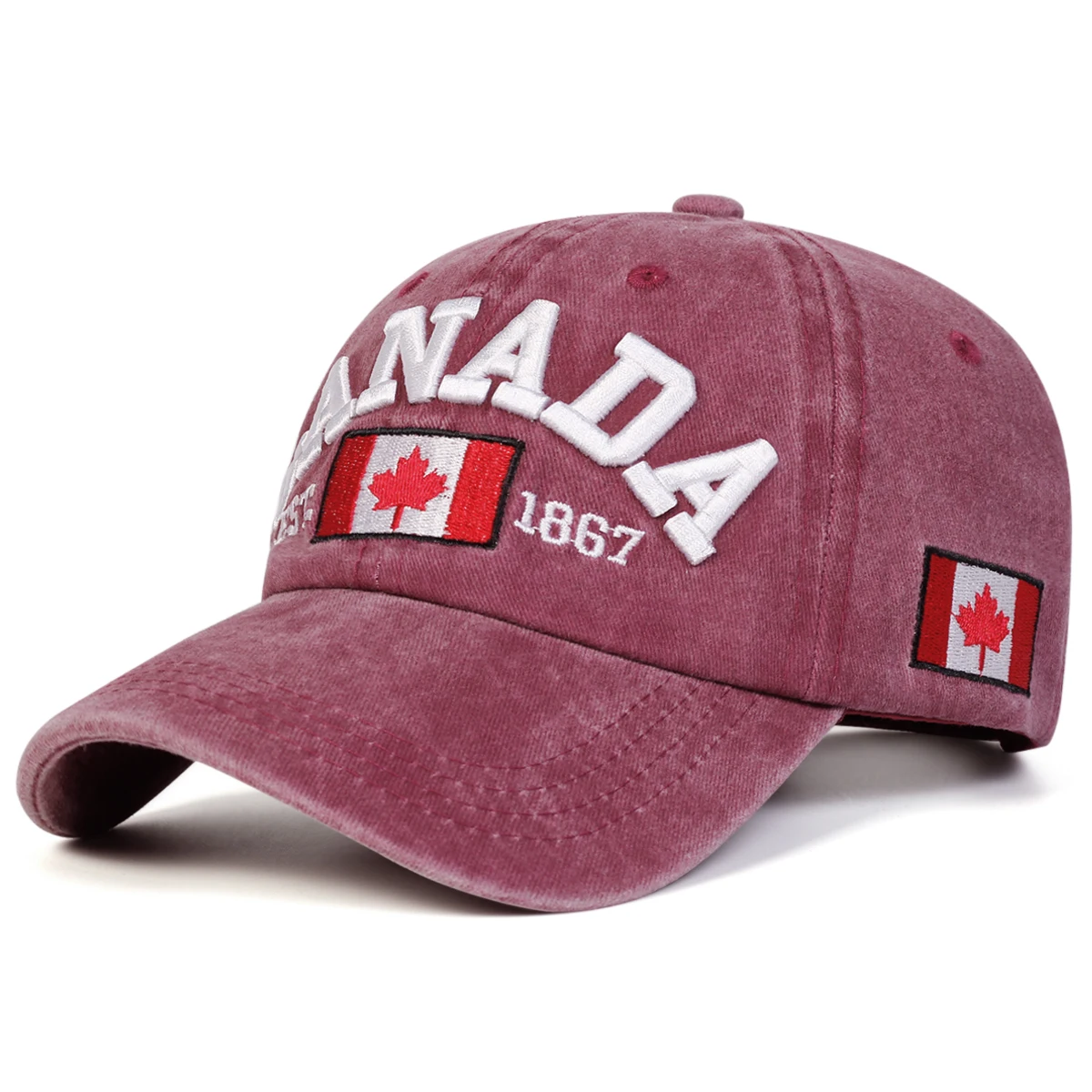 Unisex KANADA Brief Stickerei Waschen Baseball Caps Frühling Herbst Outdoor Einstellbare Casual Hüte Sonnenschutz Hut Sport Kappe – Detail 6