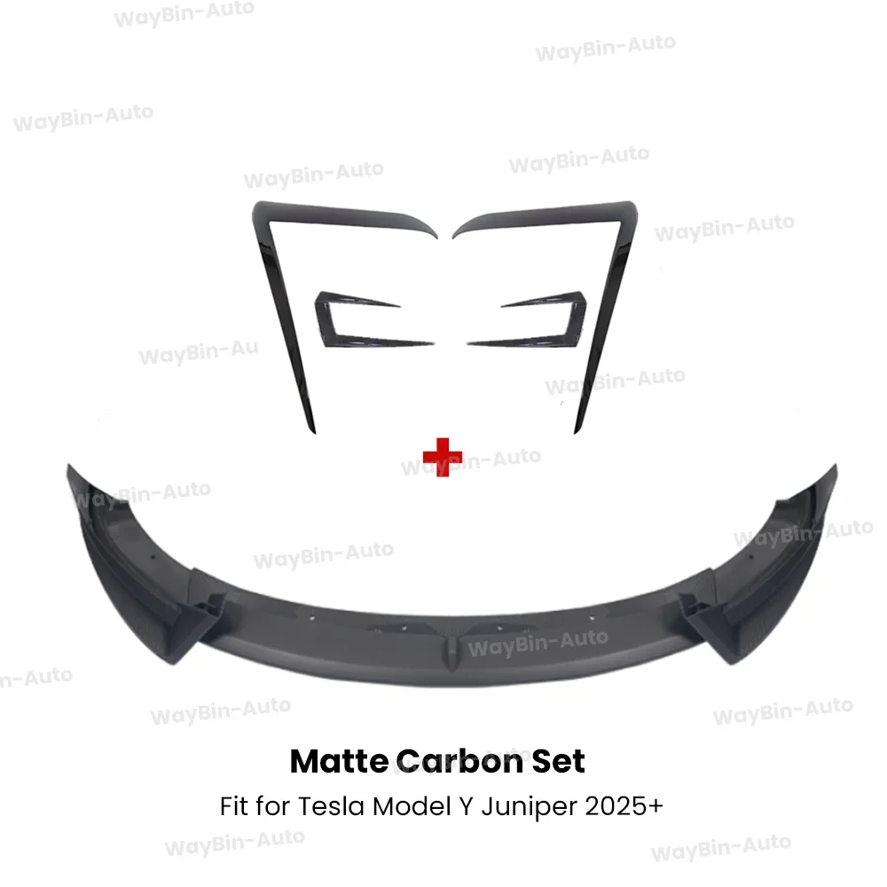 AD Lip Spoiler Voor 2025 + Tesla Model Y Juniper Bumper Lip Front Guard Trim ABS Zwart Carbon CD Body kit auto Accessorie