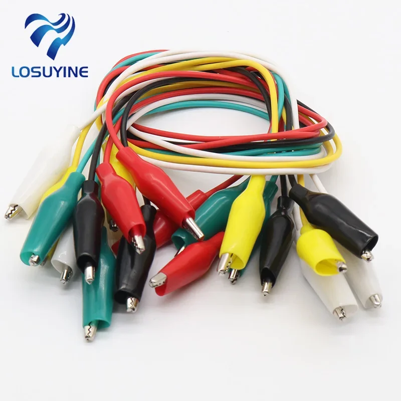 10pcs2pcs Line length 45cm Crocodile clip number  28mm Double-ended Crocodile Clips Cable Alligator Clips Wire Testing Wire Clip