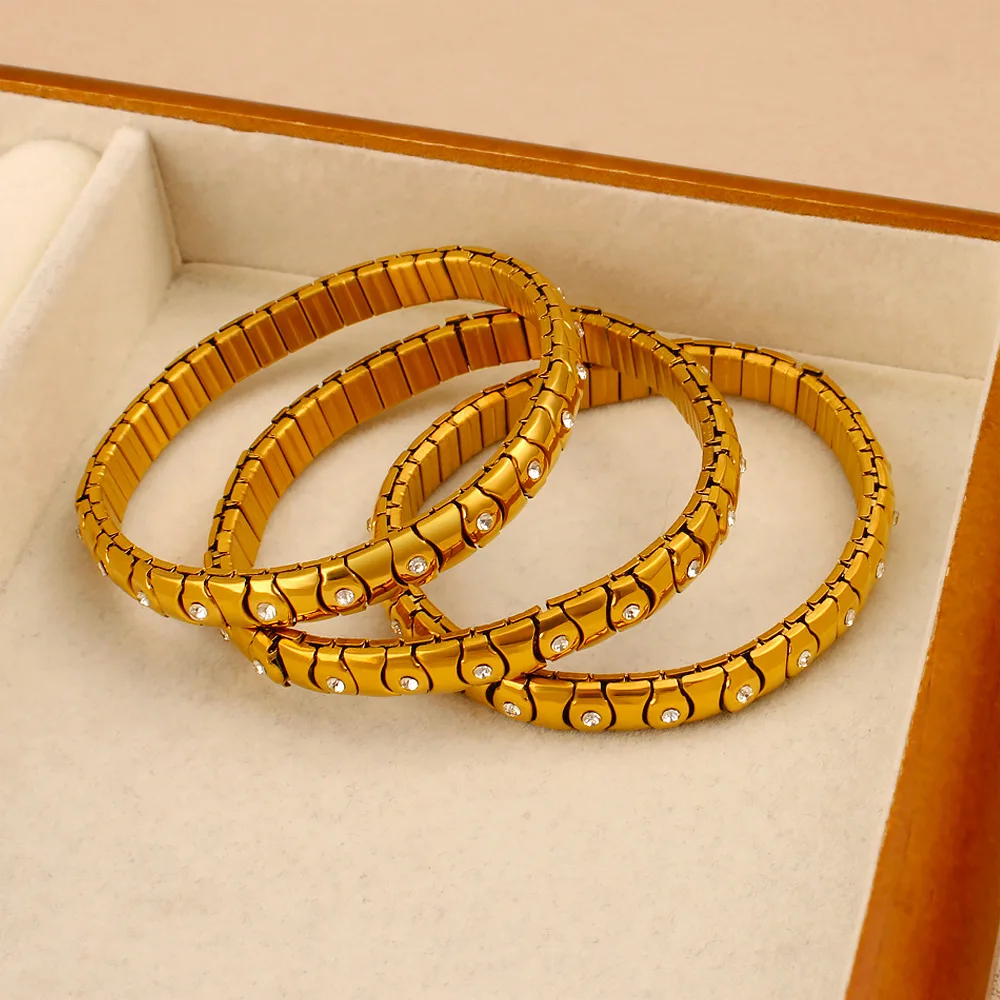 سوار مرن مرن مرصع بالألماس على الطراز الكانتوني عبر الحدود، فريد ومتعدد الاستخدامات، من الفولاذ المقاوم للصدأ