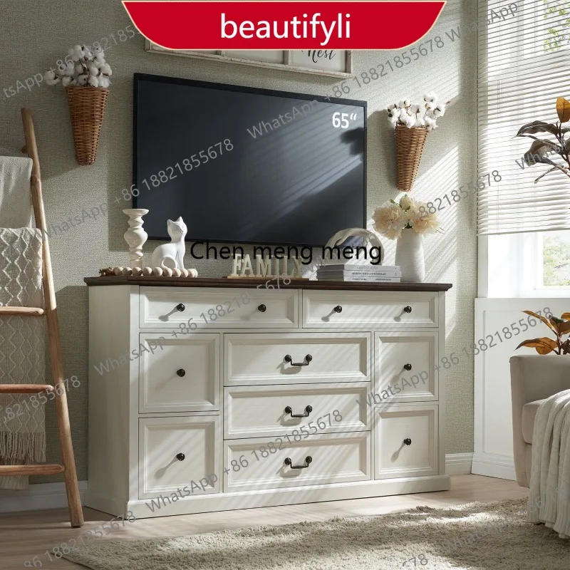 

A51 American simple all-solid wood chest cabinet Nordic bedroom locker light luxury dresser living room TV cabinet