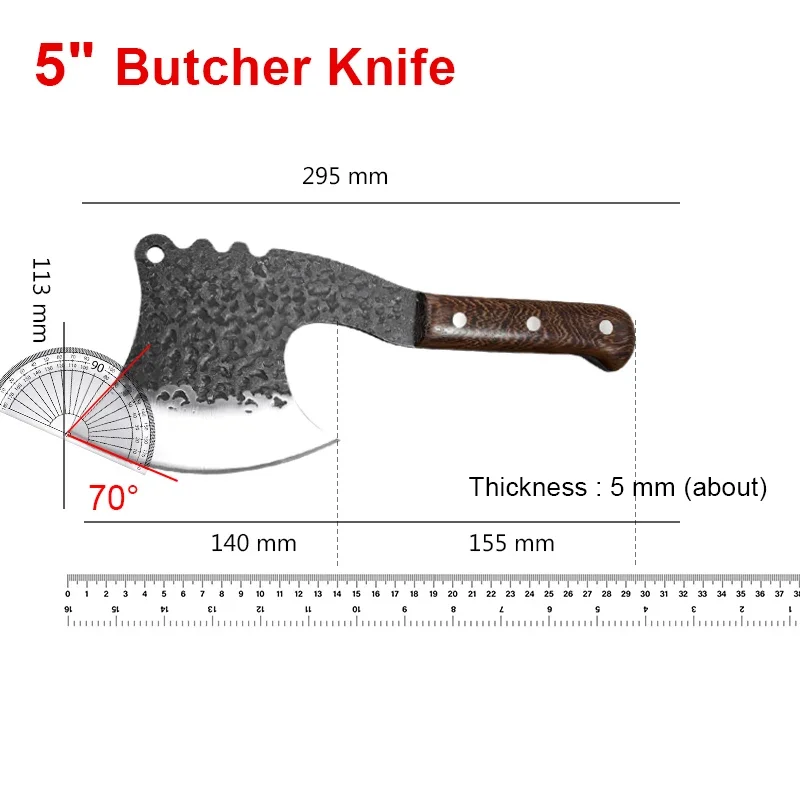 Heavy Duty Chopping Bone AXE Knife Axe Hand Forged Blade Butcher Boning Knife Utility AXE Wood Handle Chef Cooking Cutter Tools