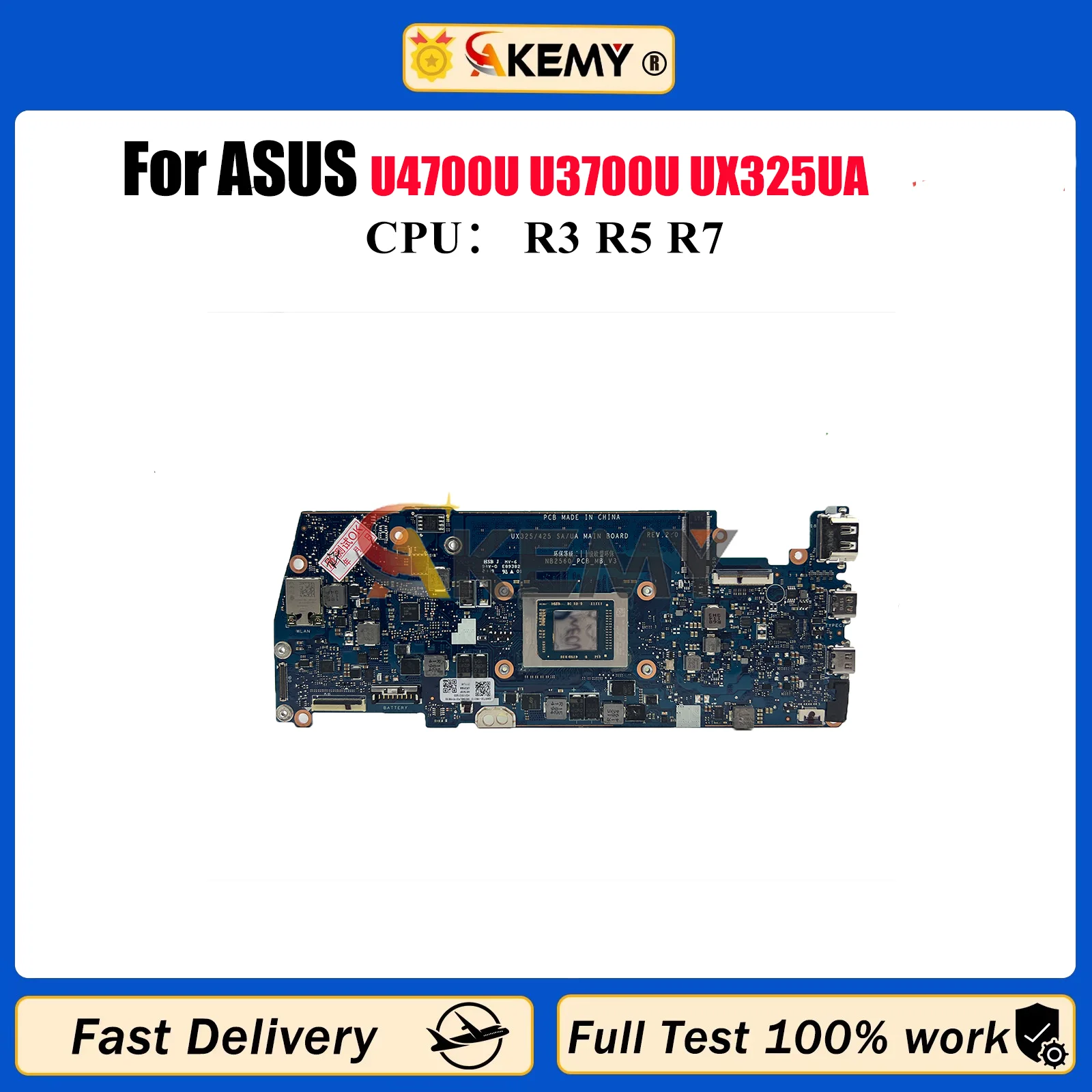 

UX325UA Laptop Motherboard For ASUS ZenBook UX325U U4700U U3700U UX325UA Notebook Mainboard With R3 R5 R7 CPU 100% tests OK stk