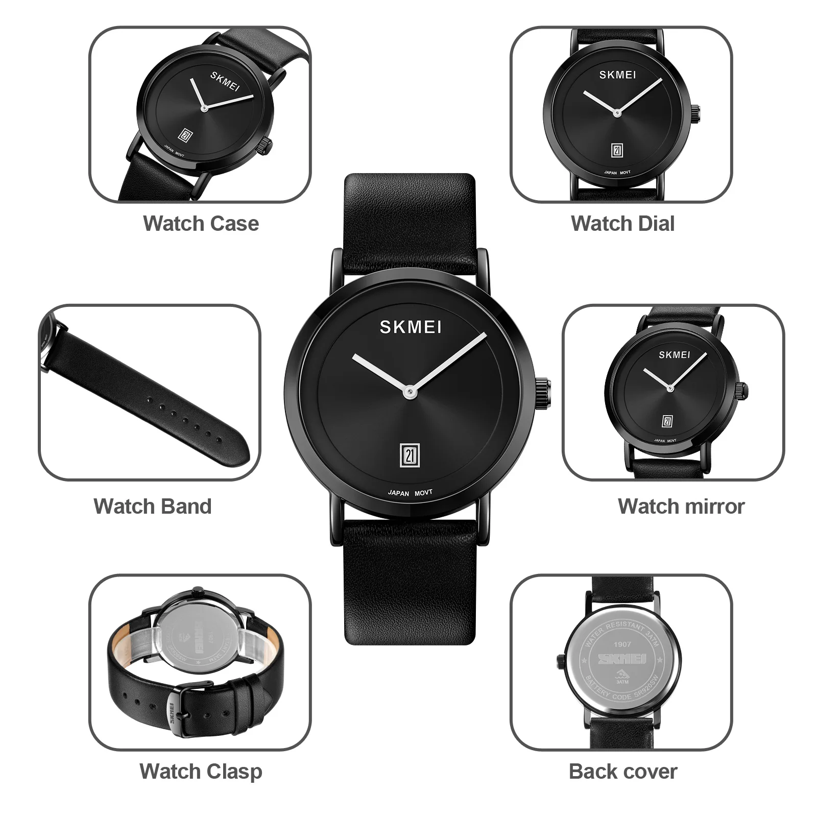 Fashion Quartz Watch Luxury Brand Skmei Men\'s Watches Simple Dial Calendar Watch For Man Original Design Leather Wristwatch