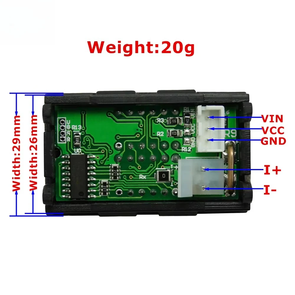 0,28 Dual Display 100V/10A Digitales Amperemeter und Voltmeter LED Farbe Rot Grün/Blau Auto Spannung Strom Meter
