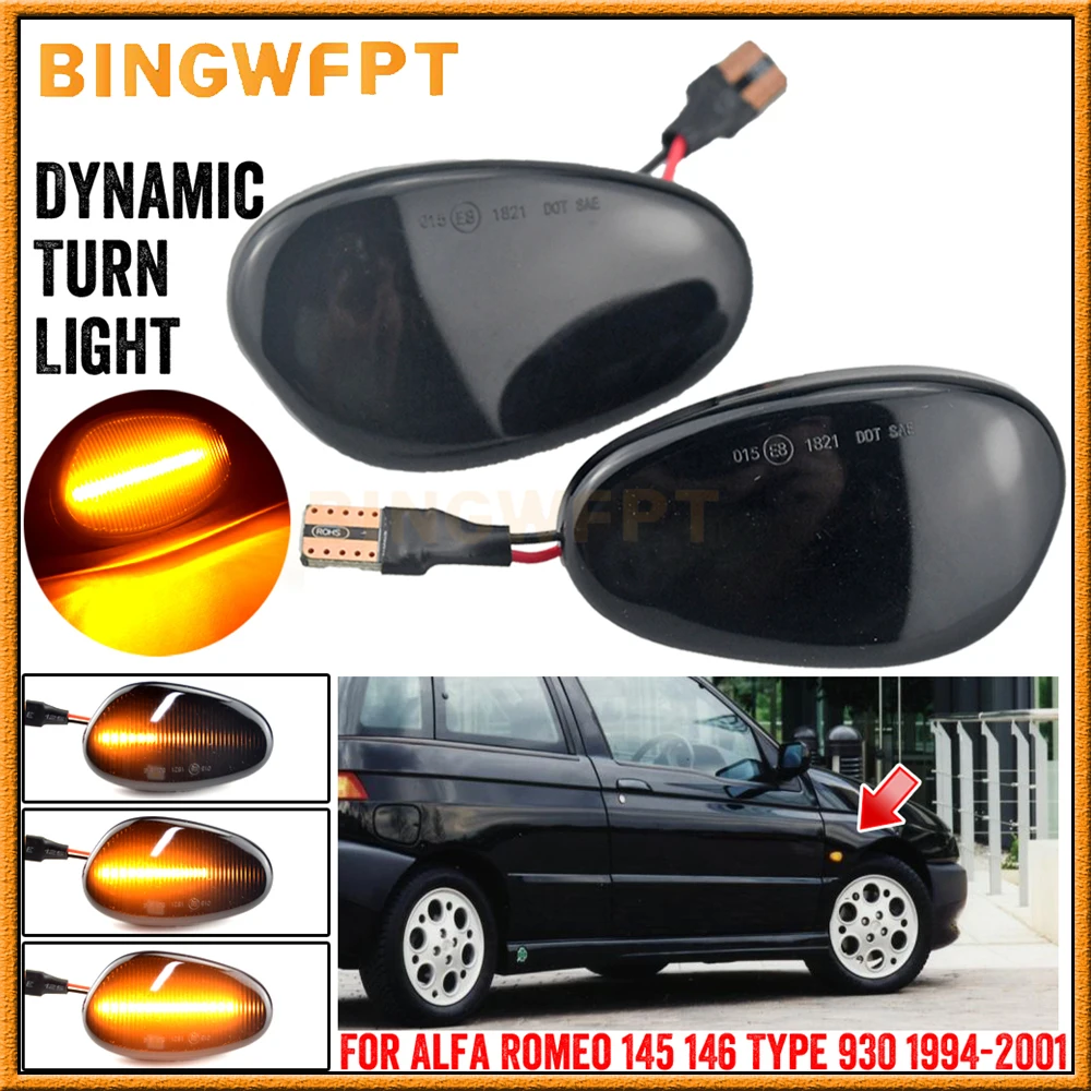 Car LED Dynamic Turn Signal Light 2pcs For Alfa Romeo 155 1992-1997 Sequential Mirror Indicator Lamp