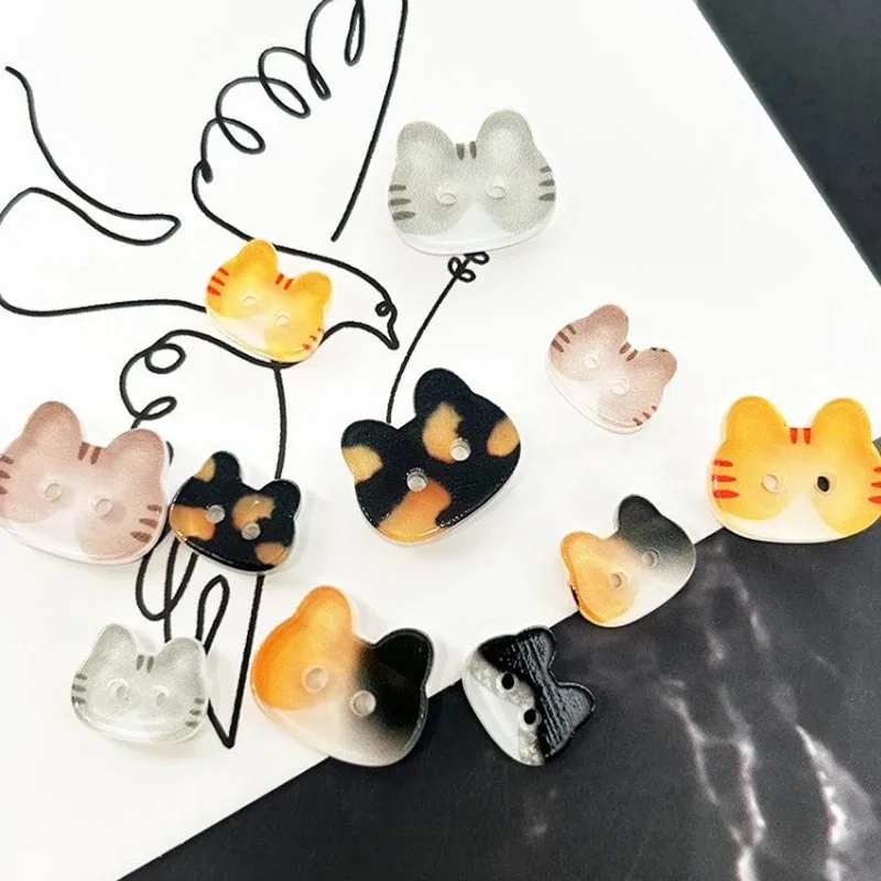10/50Pcs Resin Cat Shape Buttons for Sewing Craft 2 Holes Cute Cat Face Silhouette Decorative Buttons for Jacket Bag Hat Sweater view 4