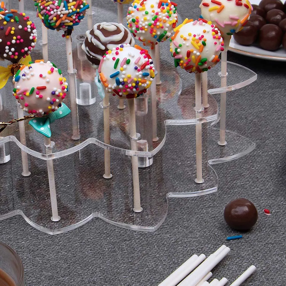 Flower Shaped Acrylic Display Stand with 19 Holes for Retail and Event Use to Showcase Lollipops and Cake Pops Neatly
