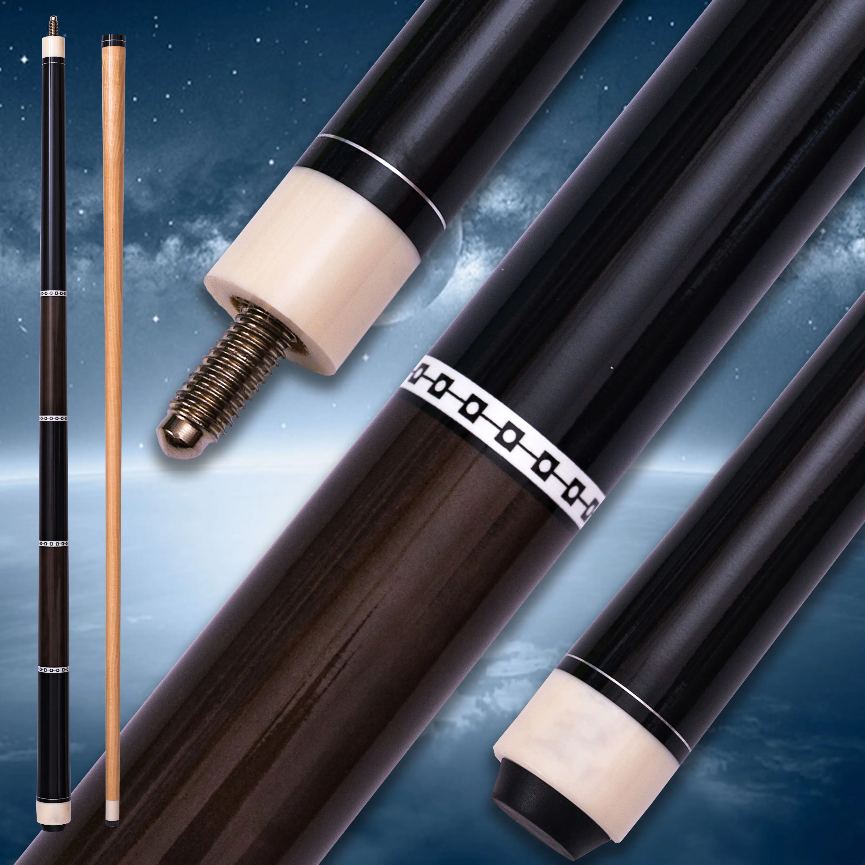 

Luxury 13mm Low Deflection Pool Cue Multi Layer Tip Maple Wood Piano Gloss Handle Comfort Design