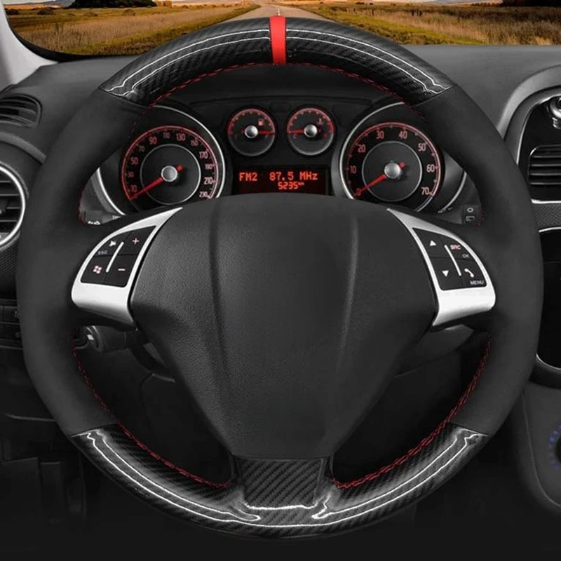 Car Steering Wheel Cover Black Suede For Fiat Grande Punto Bravo Linea 2007-2019 Qubo Doblo Opel Combo Vauxhall Combo 2012-2017