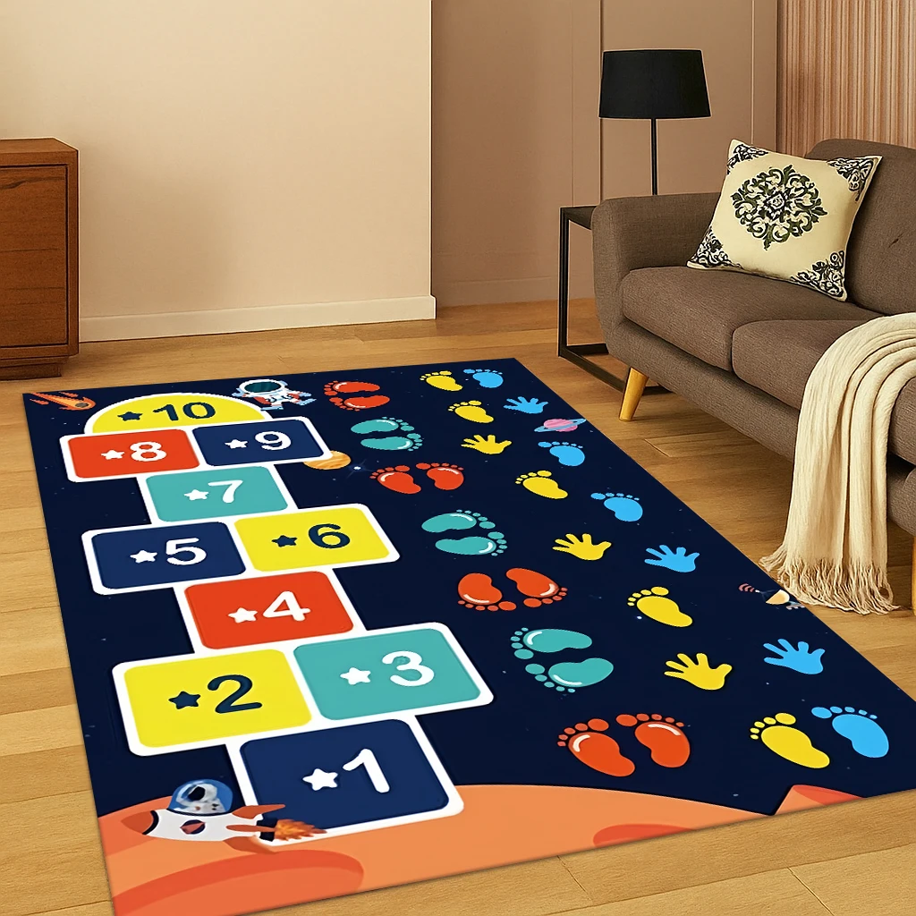 

Child Digital Games Hopscotch Carpet Rug Mat for Living Room Sofa Home Bedroom Doormat Kitchen Decor,Kid Play Non-slip Area Rug