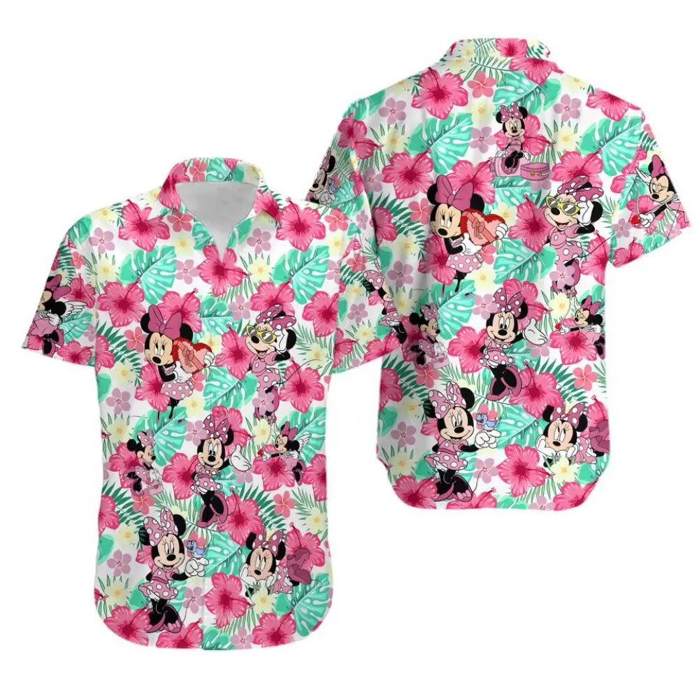 Veel Gezichten Van Minnie Mouse Hawaiiaans Overhemd Met Knoopsluiting Voor Mannen En Korte Mouwen Minnie Hawaiian Shirt