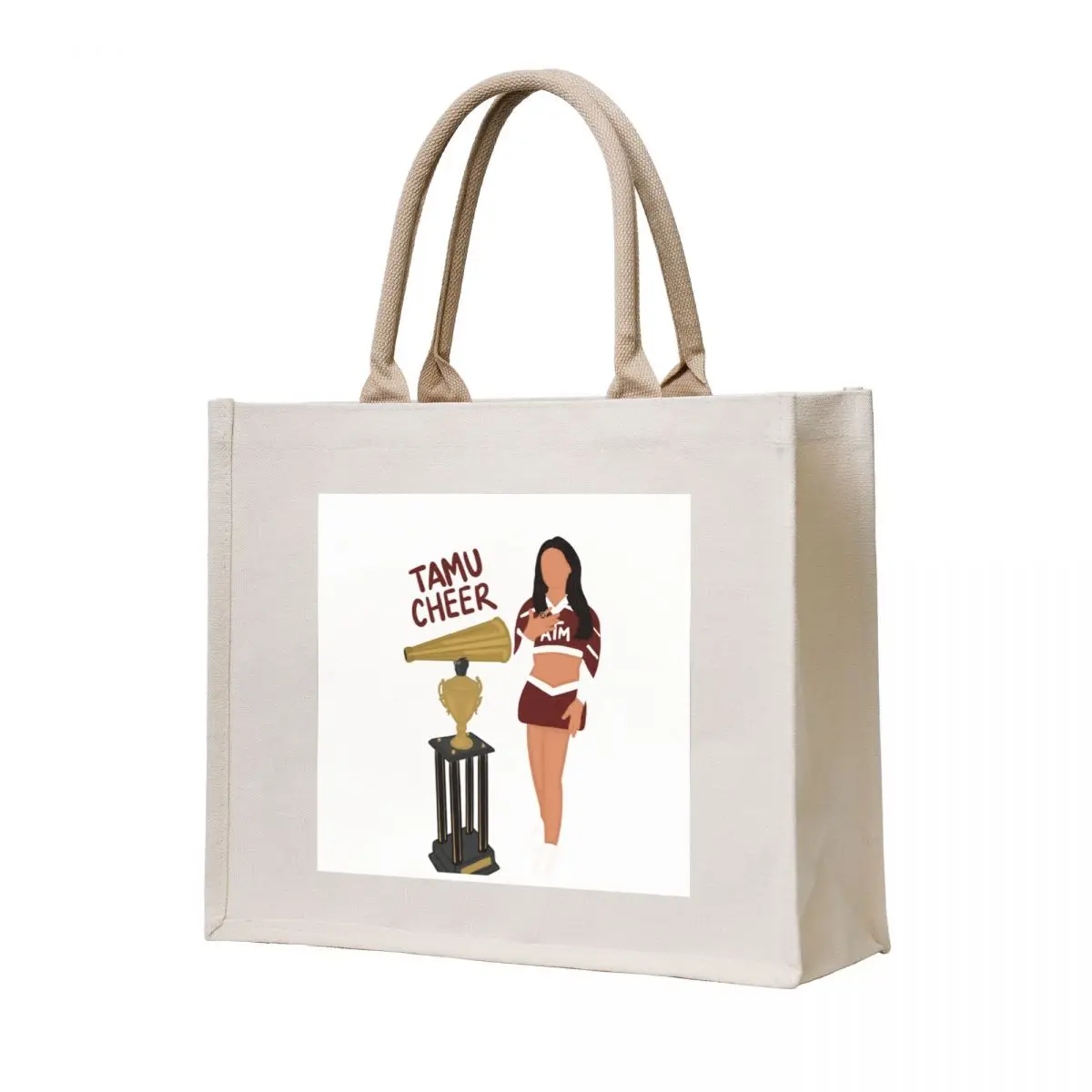 

TEXT Full Body Cheer Natty Champs - Maroon & White Tote Bag tote bag screen custom tote bag