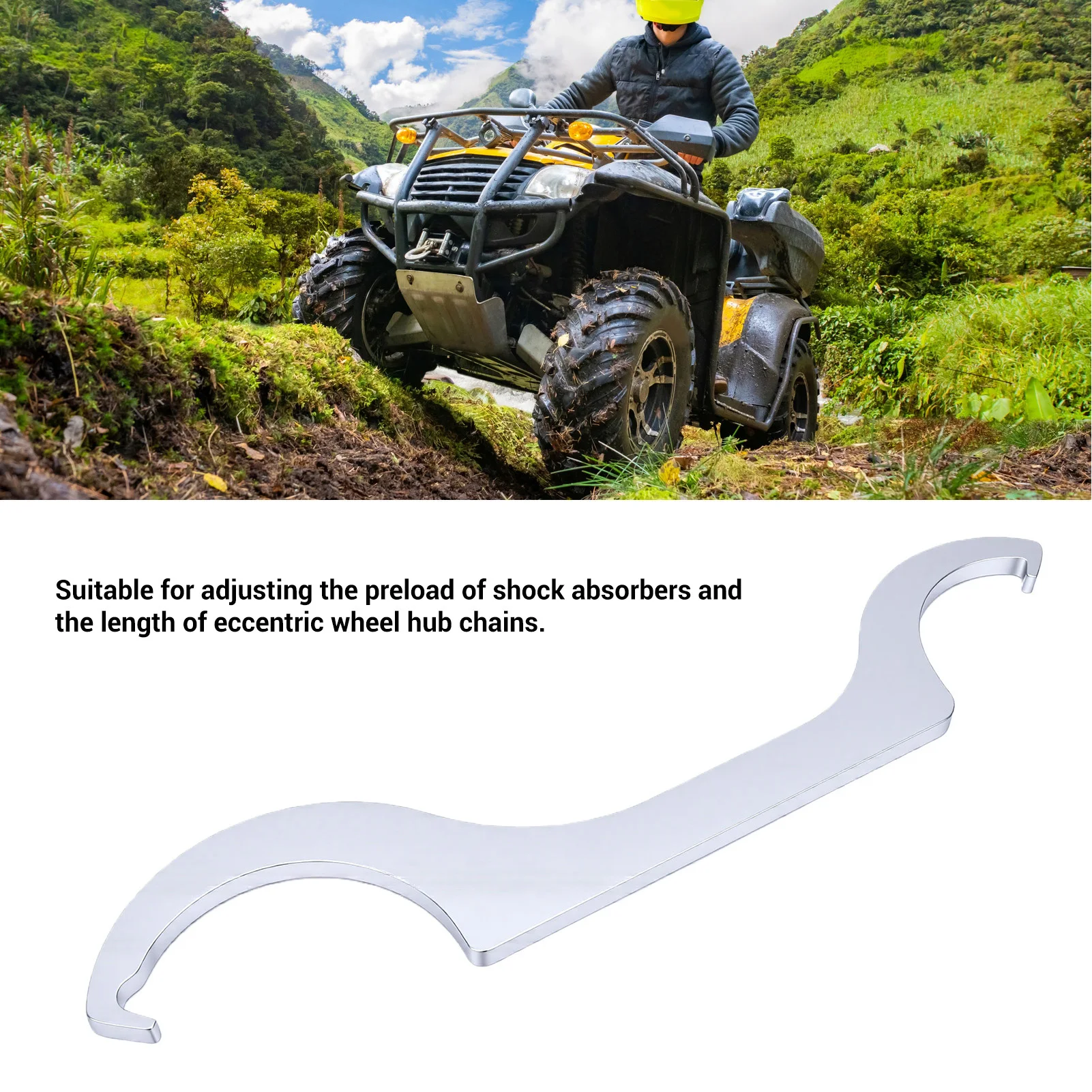 Shock Spanner Wrench Motorcycle Shock Spanner Chrome 68-87mm Double Ended C Spanner Shock Adjustment Tool for Street Bike ATV