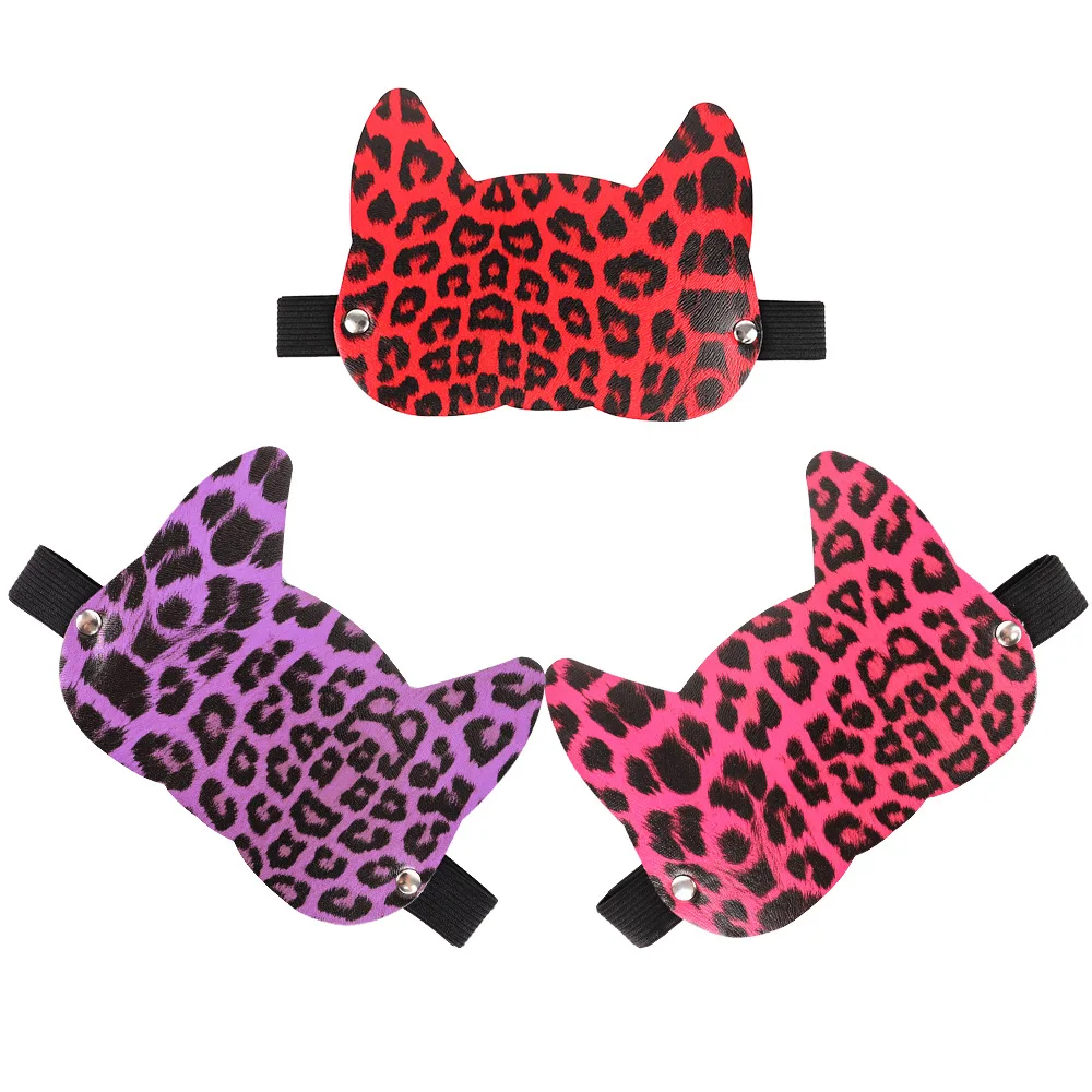 Maschera per gli occhi dormiente speciale a forma di gatto con stampa leopardata in pelle Blinder BDSM alternativa passione giocattoli del sesso per donne e coppie indossano