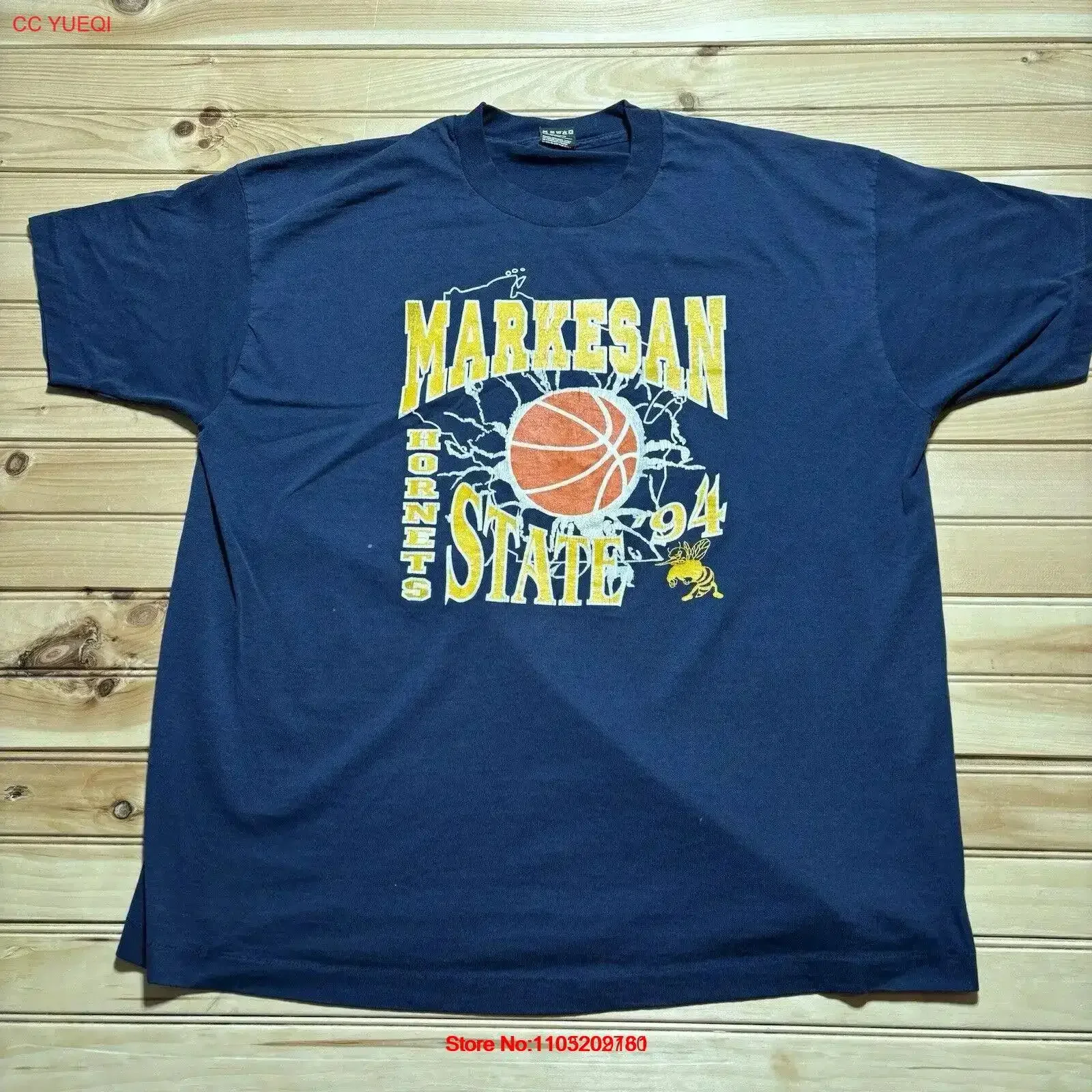 

Винтажная баскетбольная футболка для колледжа 90-х годов Markesan State Hornets 1994, размер 2XL, потертый топ для повседневной носки, винтажная стираная футболка