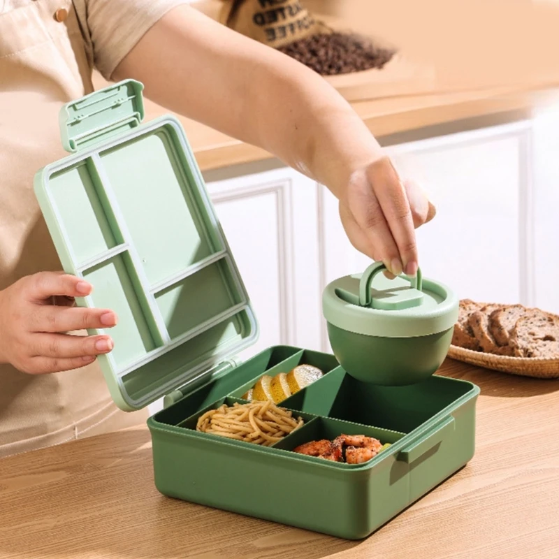Portable Lunch Container Divided Sections Bentos Box for Children School Meals