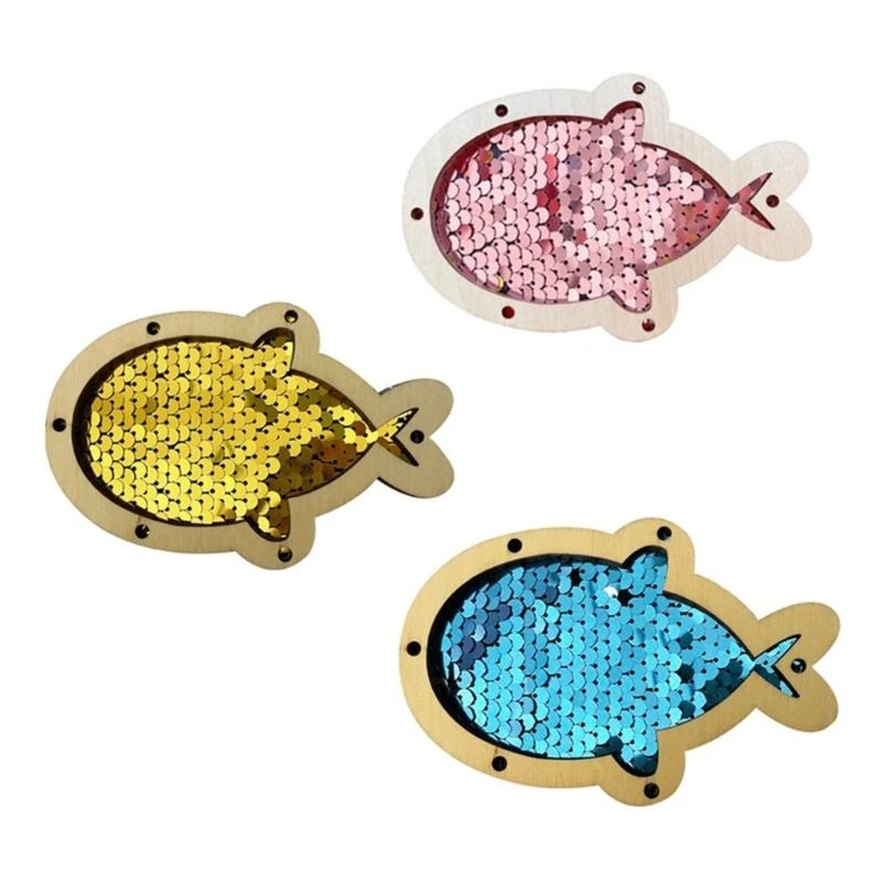 Q81A Sensorial Board Making Kits Sequins Fish for Children Color Reconocimiento Creatividad
