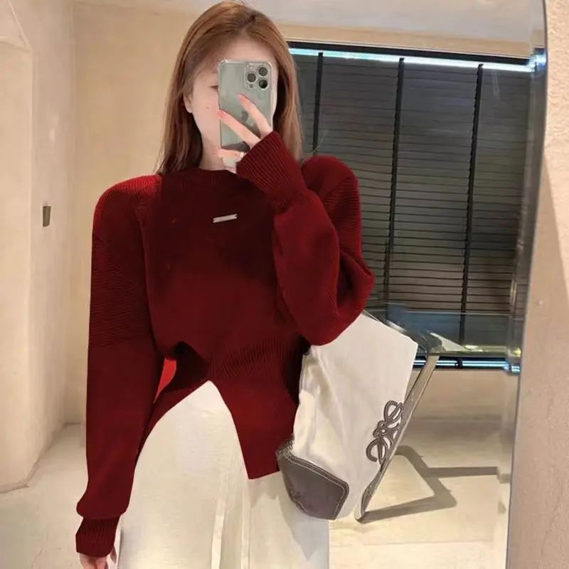 Sweaters Long Sleeve O-neck Pullovers Irregular Slim Fashion Casual Office Lady Simplicity Autumn Winter Thin Women\'s Clothing