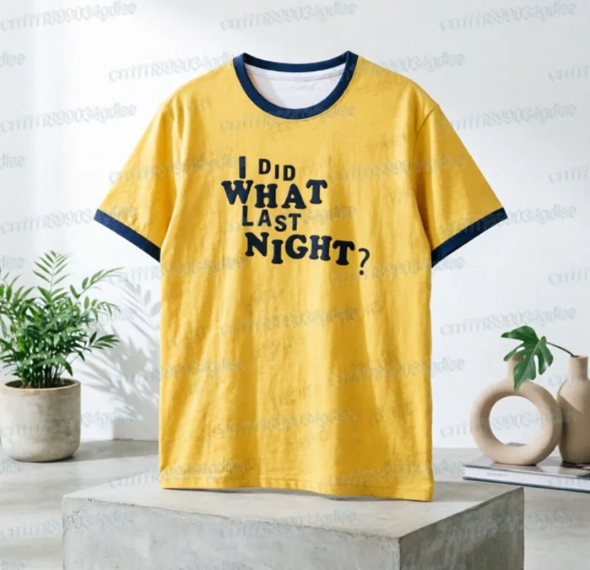 TXT Merch Yellow _I Did What Last Night_ Unisex T-shirt Idol Style T-shirt Summer Outdoor Casual Breathable Y2k Family Matching