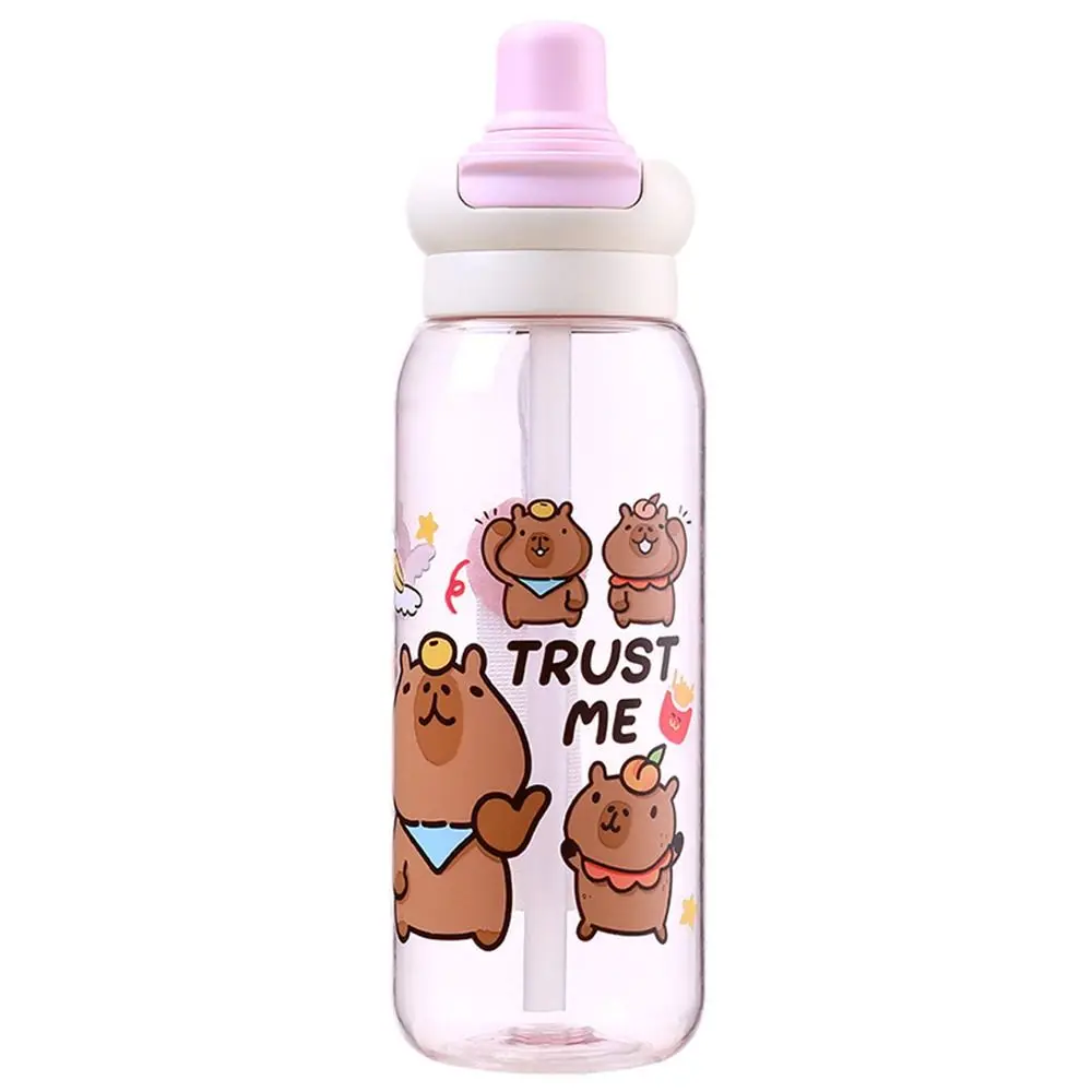 

Cartoon Large Capacity Capybara Plastic Cup Double Drink 750ml Water Cup Leak-proof Portable Children Water Cup Summer