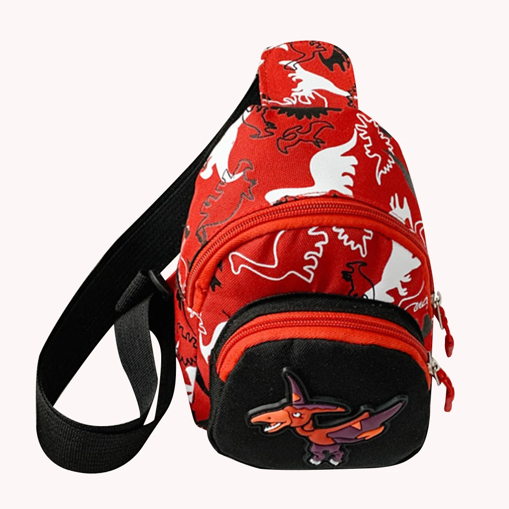 Kids Dinosaur Print Chest Bag Large Capacity Dinosaur Printed Phone Purse Nylon Waterproof Casual Bag for Boys Girls