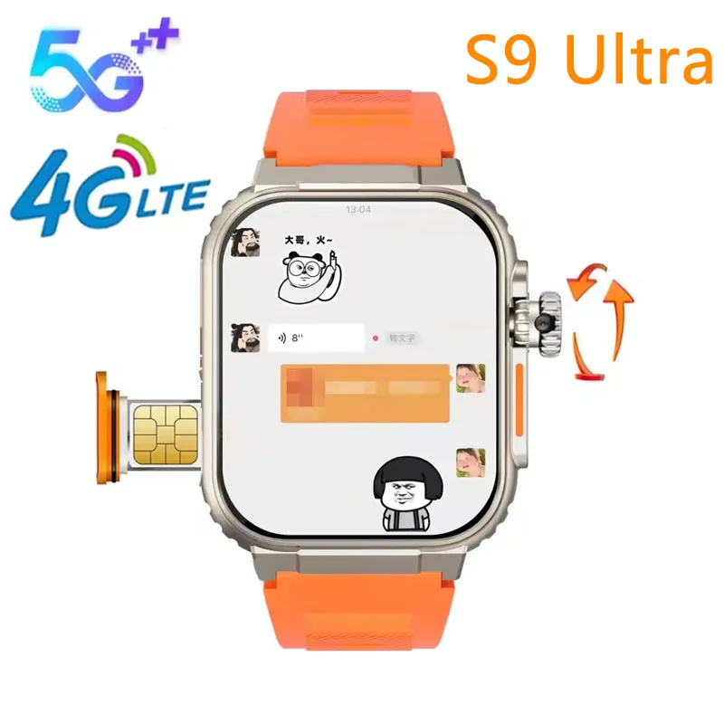 

S9 Ultra Smartwatch Android 4G 5G SIM-карта 2,2 дюйма 448*528 Amoled Экран Видеозвонок Google Play Магазин Игра Спорт Смарт-часы Мужчины