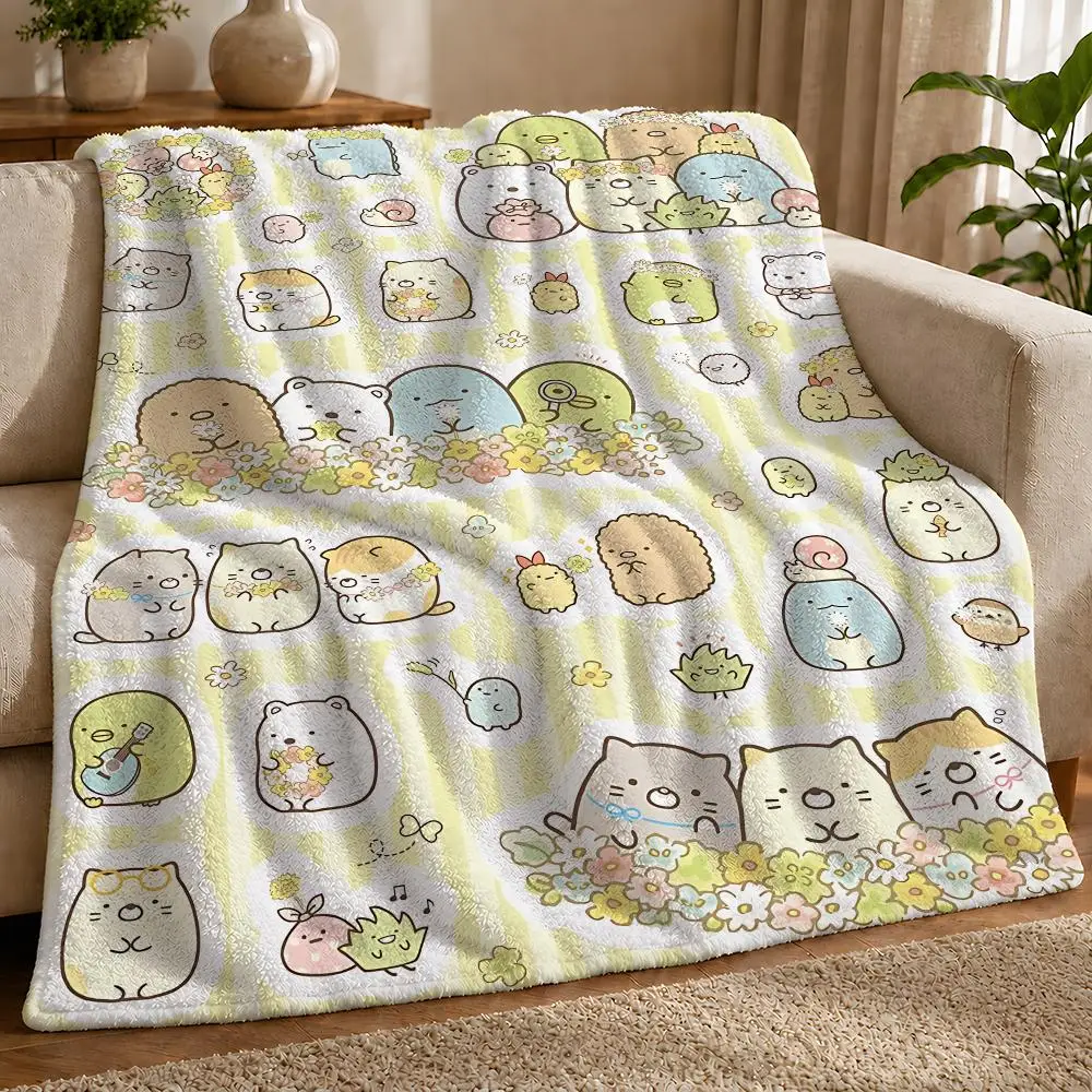 Cartoon S-Sumikko Gurashi Anime Throw 1pc Flannel Blanket Soft Lightweight Warm Cozy For Bedroom Sofa Bed
