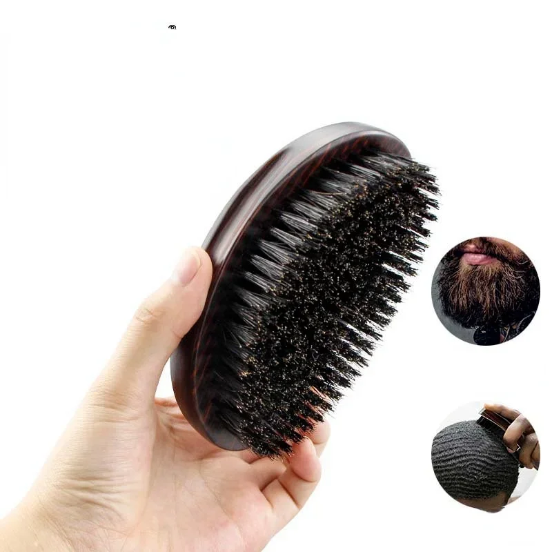 2022 New  Brush Boar Bristle for Men's Mustache Shaving Comb Face Massage Facial Hair Cleaning Brush Beech Comb