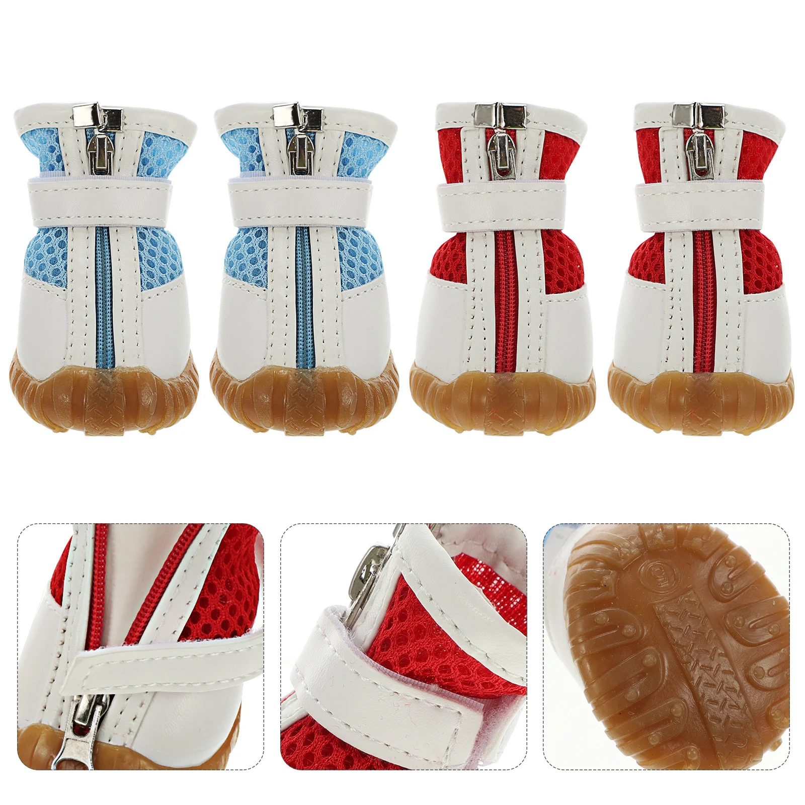 

8Pcs Dog Shoes Mesh Breathable Adjustable Soft Sole Non Slip Pet Boots Outdoor Puppy Paw Protectors Zipper Shoes