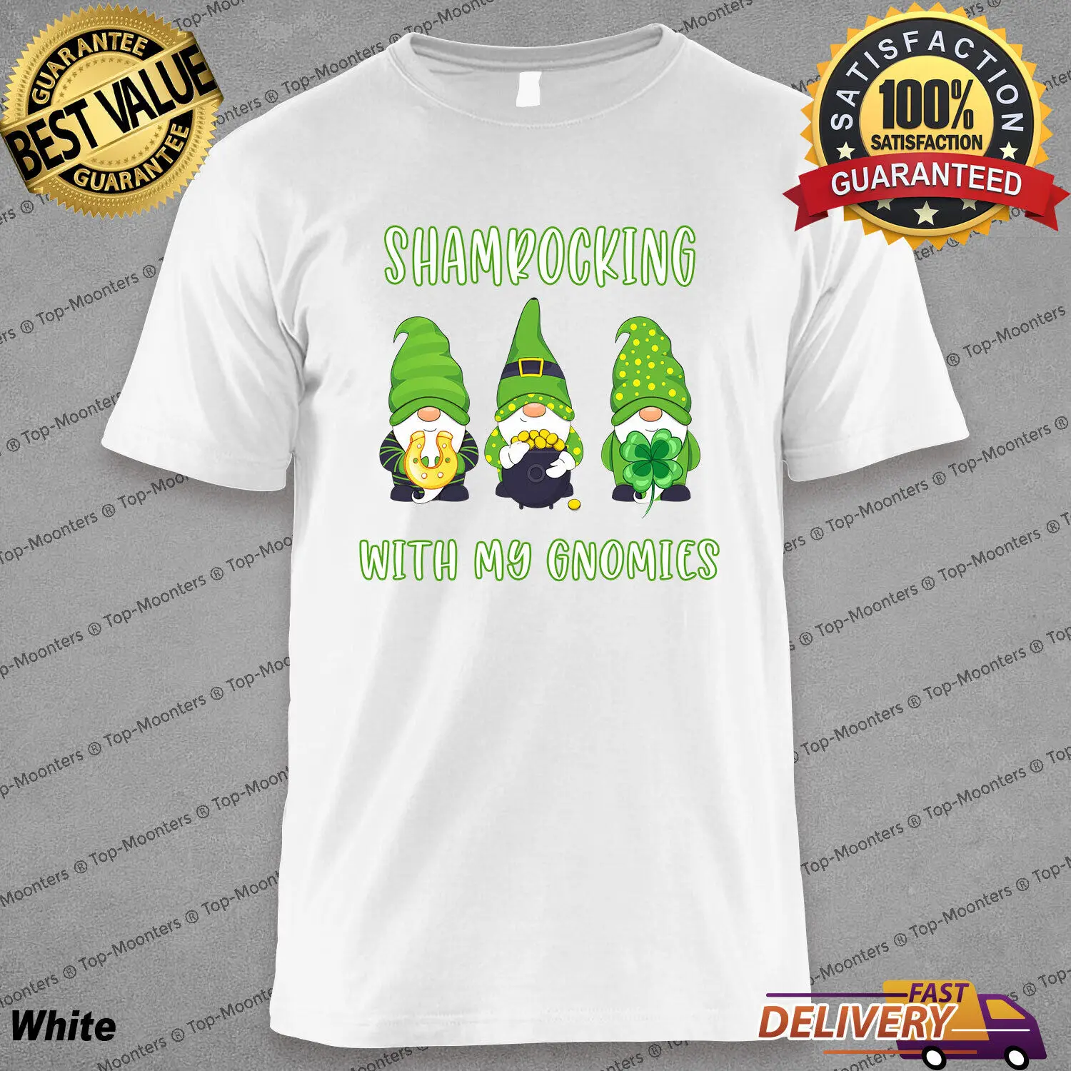 

Shamrockin With My Gnomies Funny St Patricks Day Leprechaun For Men Women Tshirt