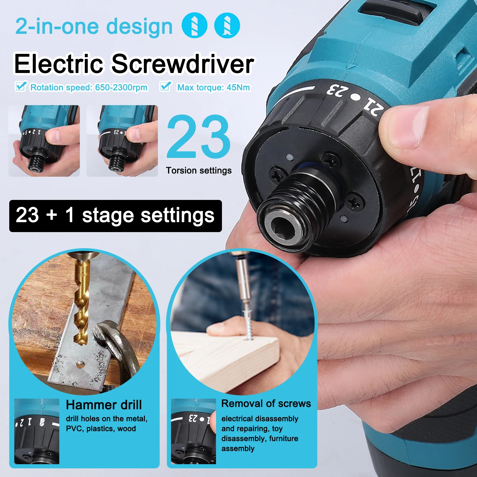 Imagem -05 - Geevorks-chave de Fenda Elétrica sem Fio Kit de Ferramentas Chave de Fenda Multifuncional Chave de Fenda Elétrica 16.8v