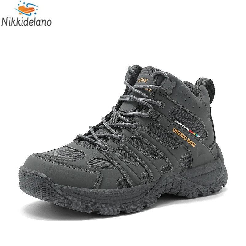 

New Winter Men Boots Outdoor Leather Ankle Boots Men Work Shoes Hunting Trekking Camping Mountain Climbing Rubber Boots Sneakers
