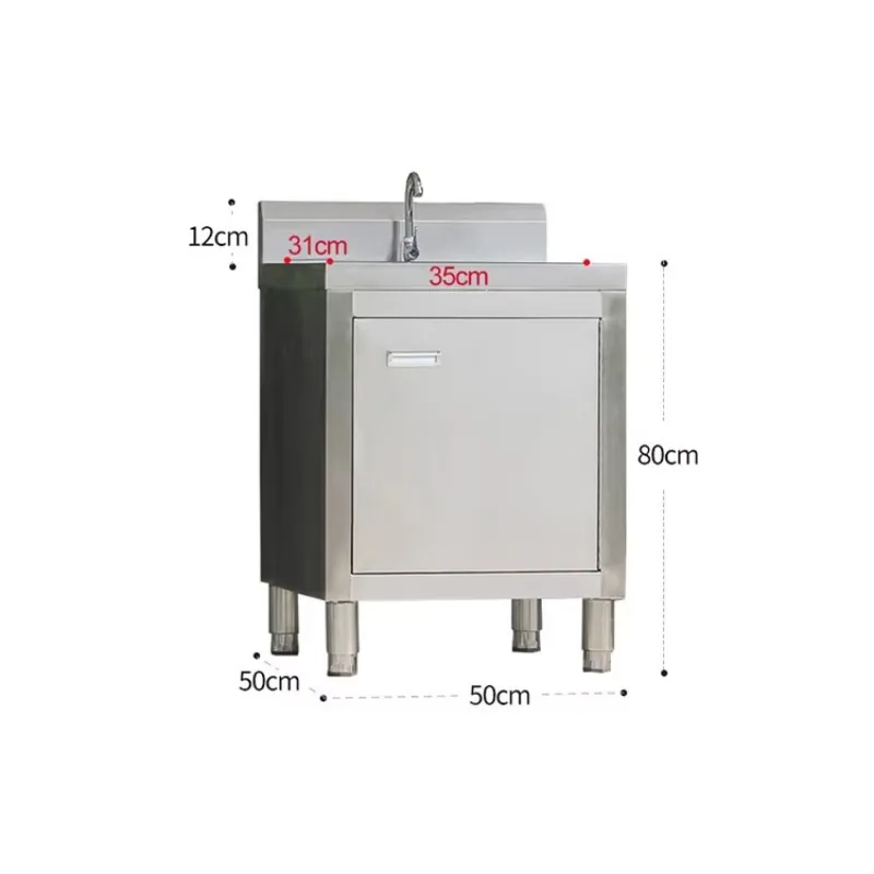 ตู้ครัวสแตนเลสแบบมีประตูพร้อมอ่างล้างจานเดี่ยว