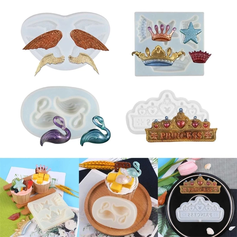 Vương Miện Ngỗng Giành Chiến Thắng Fondant Khuôn Socola Trang Trí Bánh Nướng Dụng Cụ Xà Phòng Handmade Silicon Trang Trí Khuôn