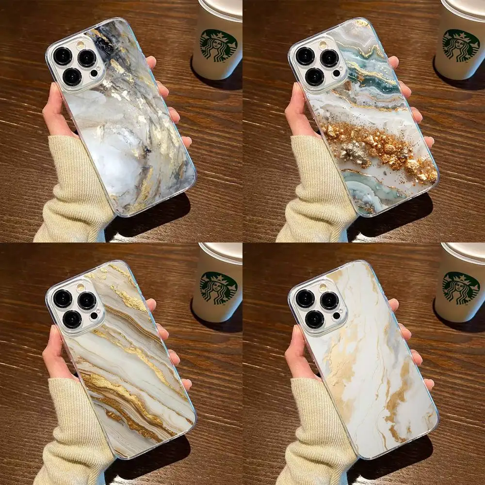 

Gold foil crack Phone Case For iPhone17,16,15,14,13,12,11 Plus,Pro Max Soft Transparent Cover