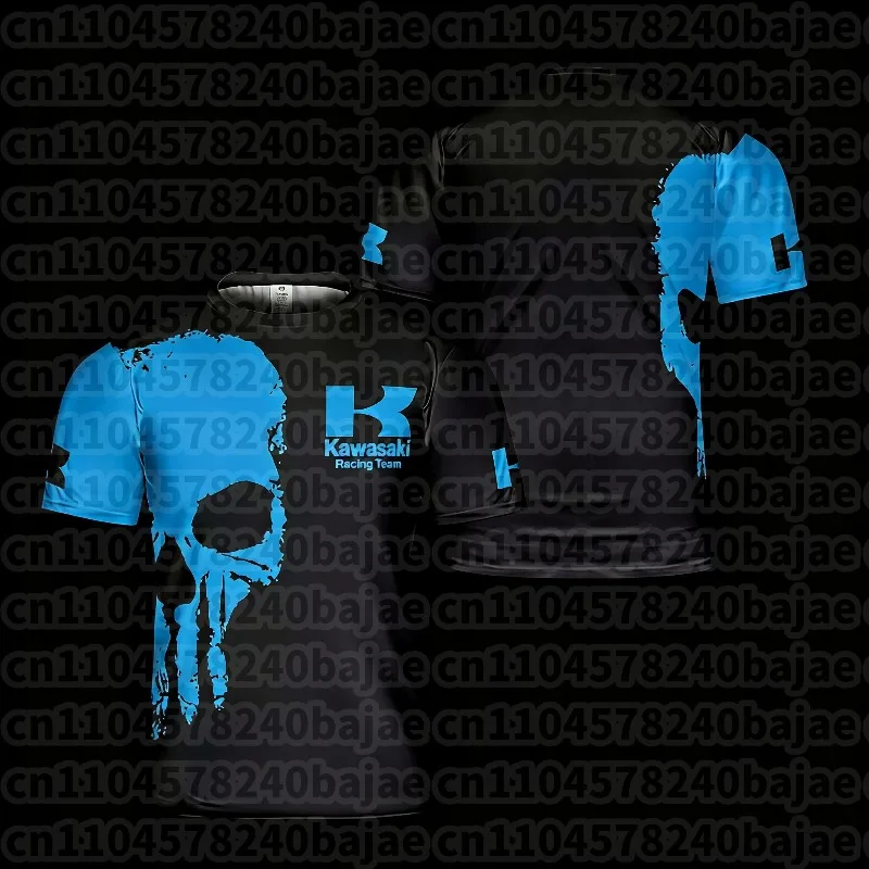 

2025 Summer New Men Kawasaki Motorcycle Quick Drying T-Shirt Locomotive Casual Comfortable and Breathable O-Neck Racing Top