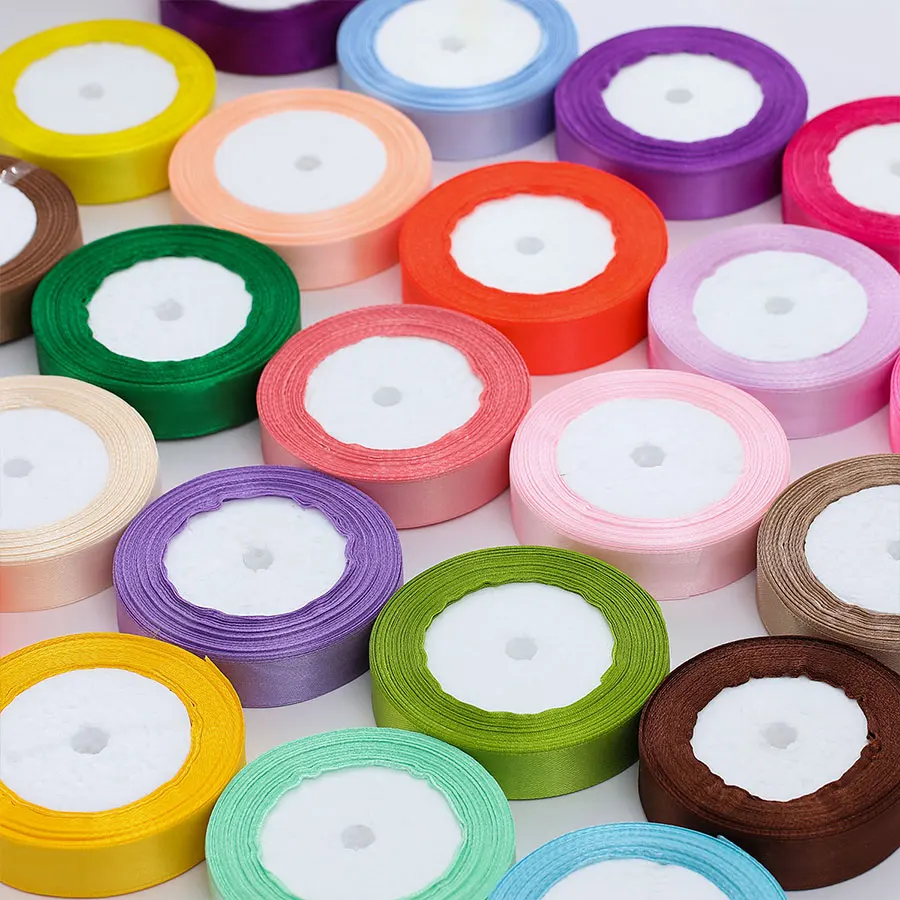 5 Rolls 2cm Satin Ribbon Set for Gift Wrapping, Floral Bouquets, DIY Crafts, Wedding And Party Decorations